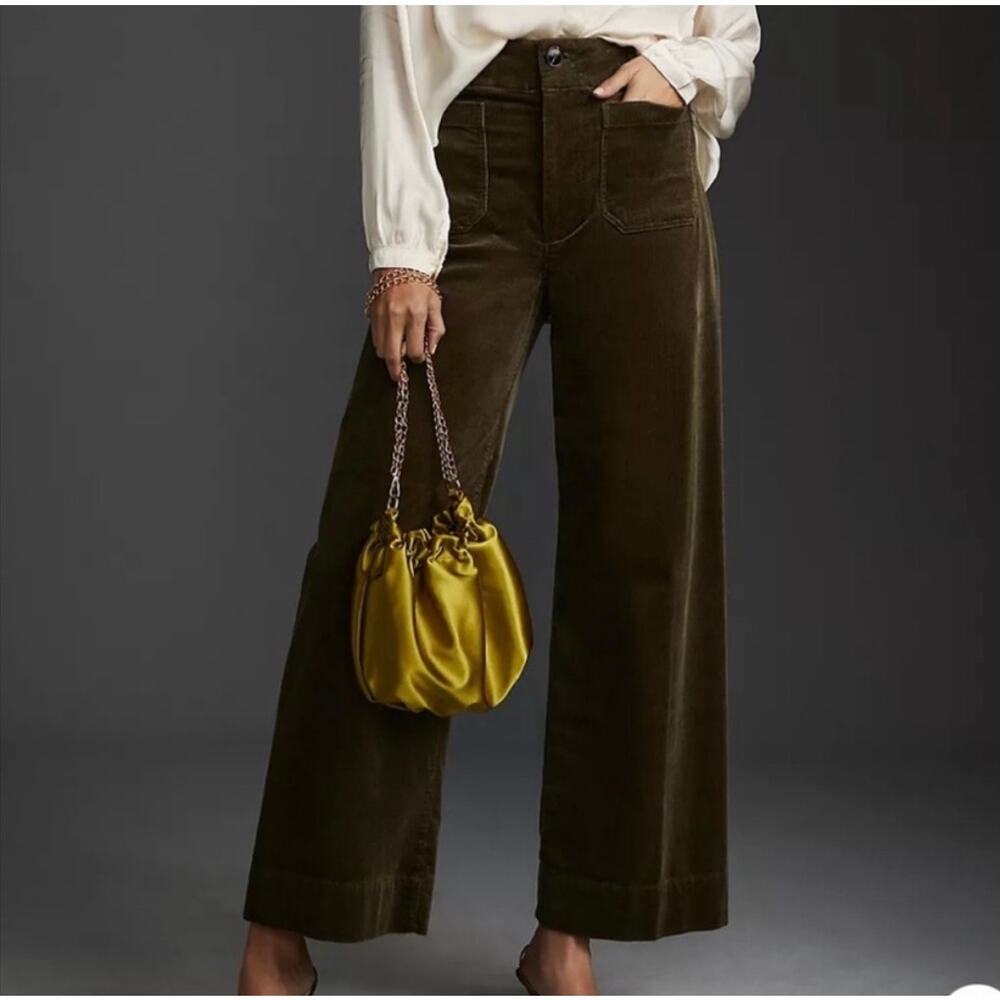 NWT Maeve Anthropology The Colette Corduroy Pants Moss Green 31